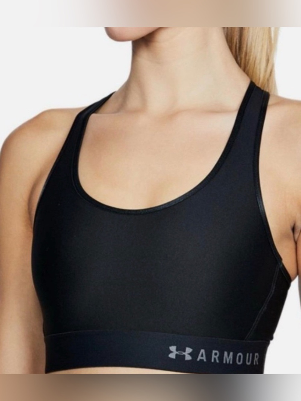 Under Armour Women’s Mid Compression Bra Racerback Black Size XS NWT In Bag!